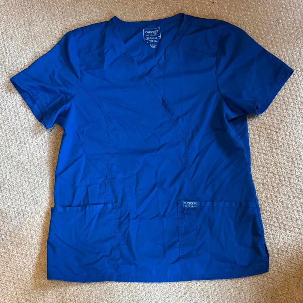 Cherokee Royal Blue V-Neck Scrub Top
